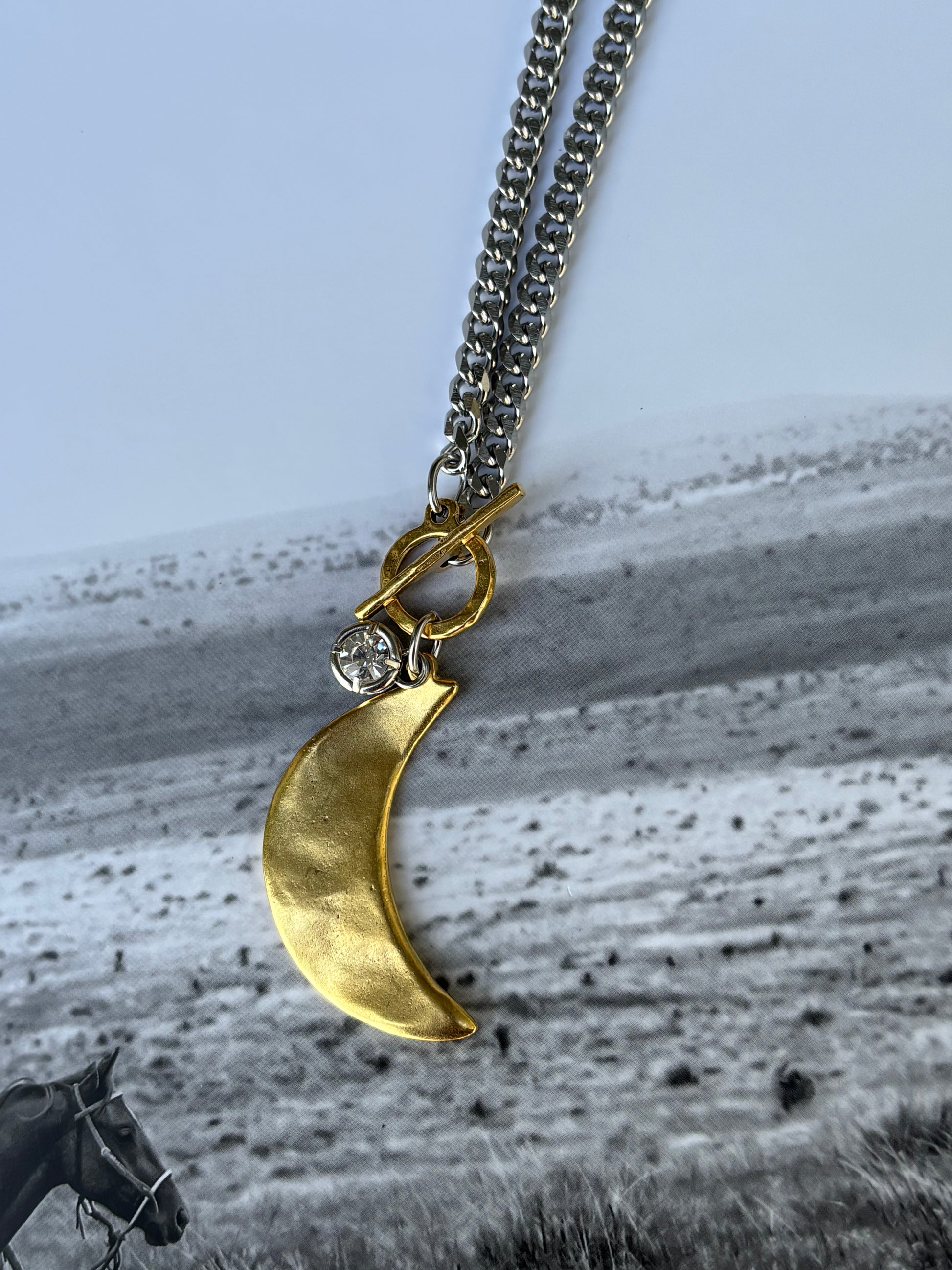 The Mixed Metal Moon Necklace