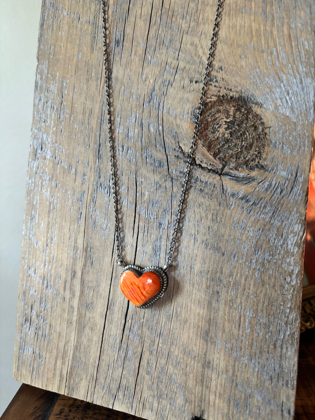 Donovan Nez Orange Spiny Heart Necklace