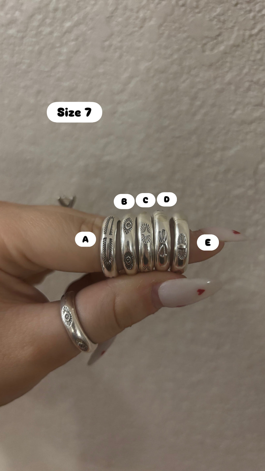 Stamped Stacker Rings Size 7