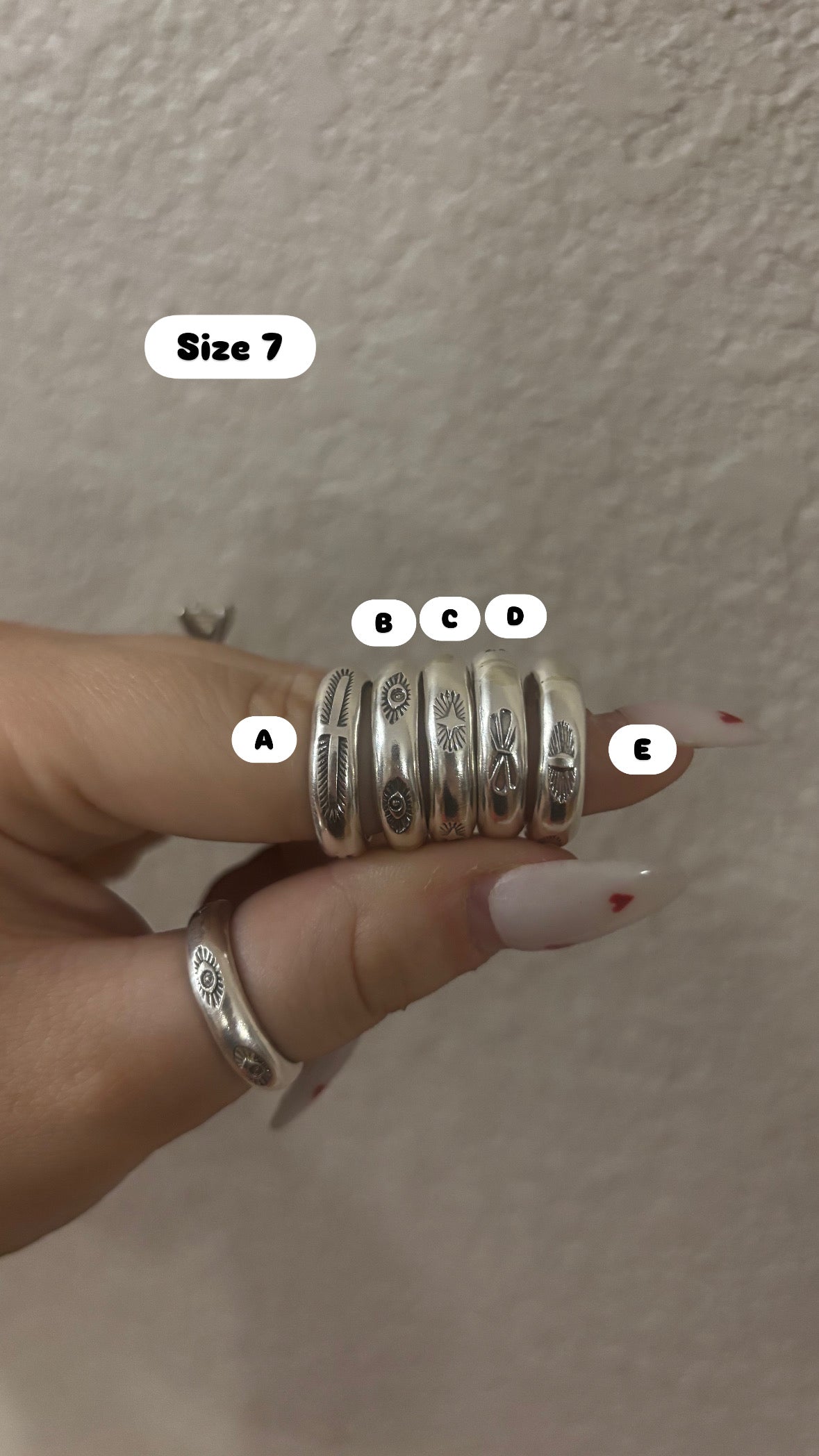 Stamped Stacker Rings Size 7