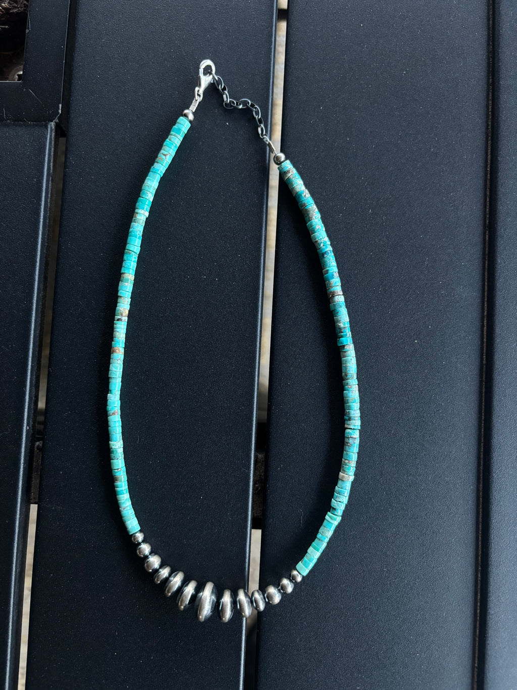 Turquoise Heishi + Rondelle Pearl Necklace