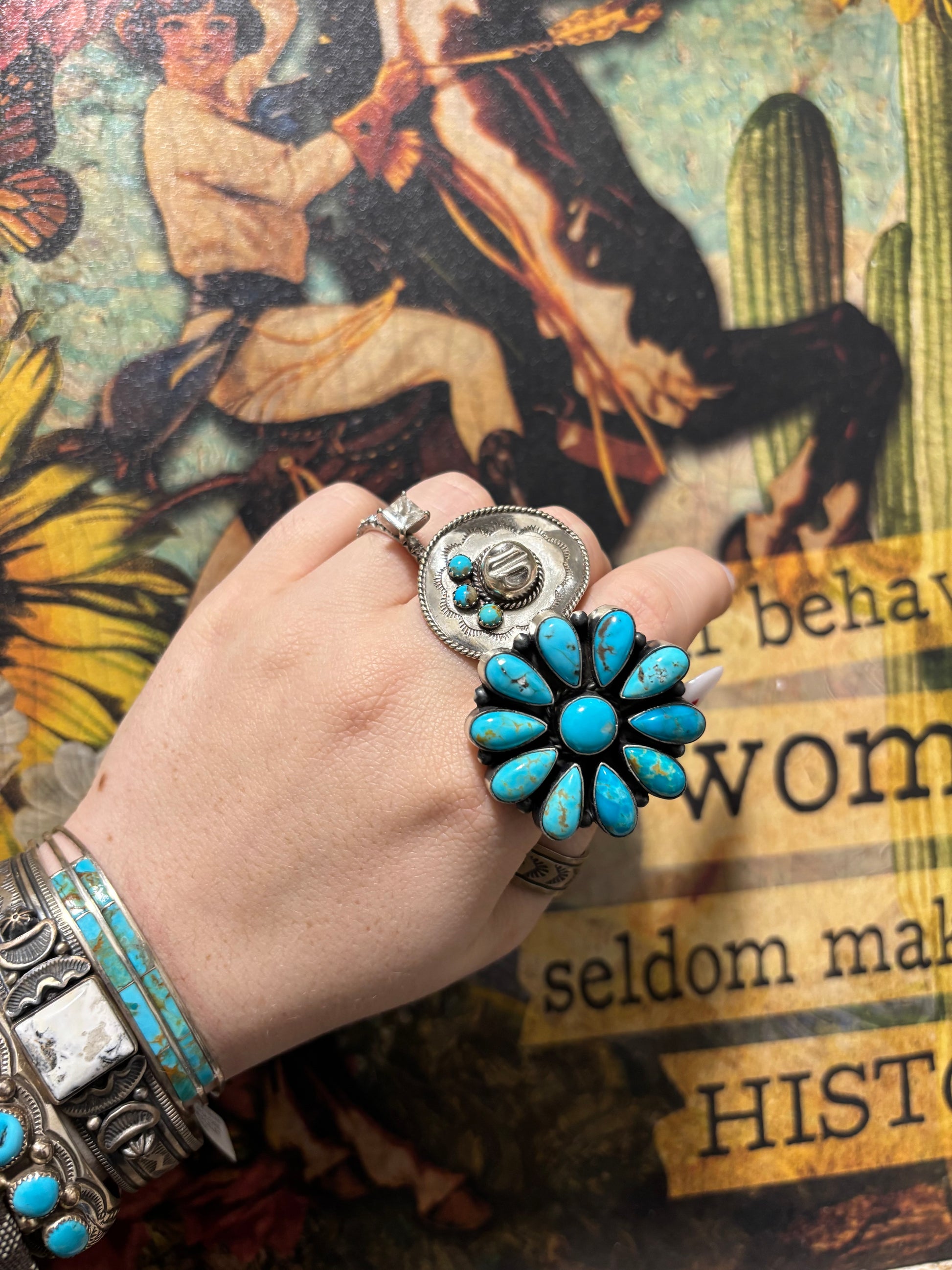 Annie Spencer Adjustable Kingman Cluster Ring