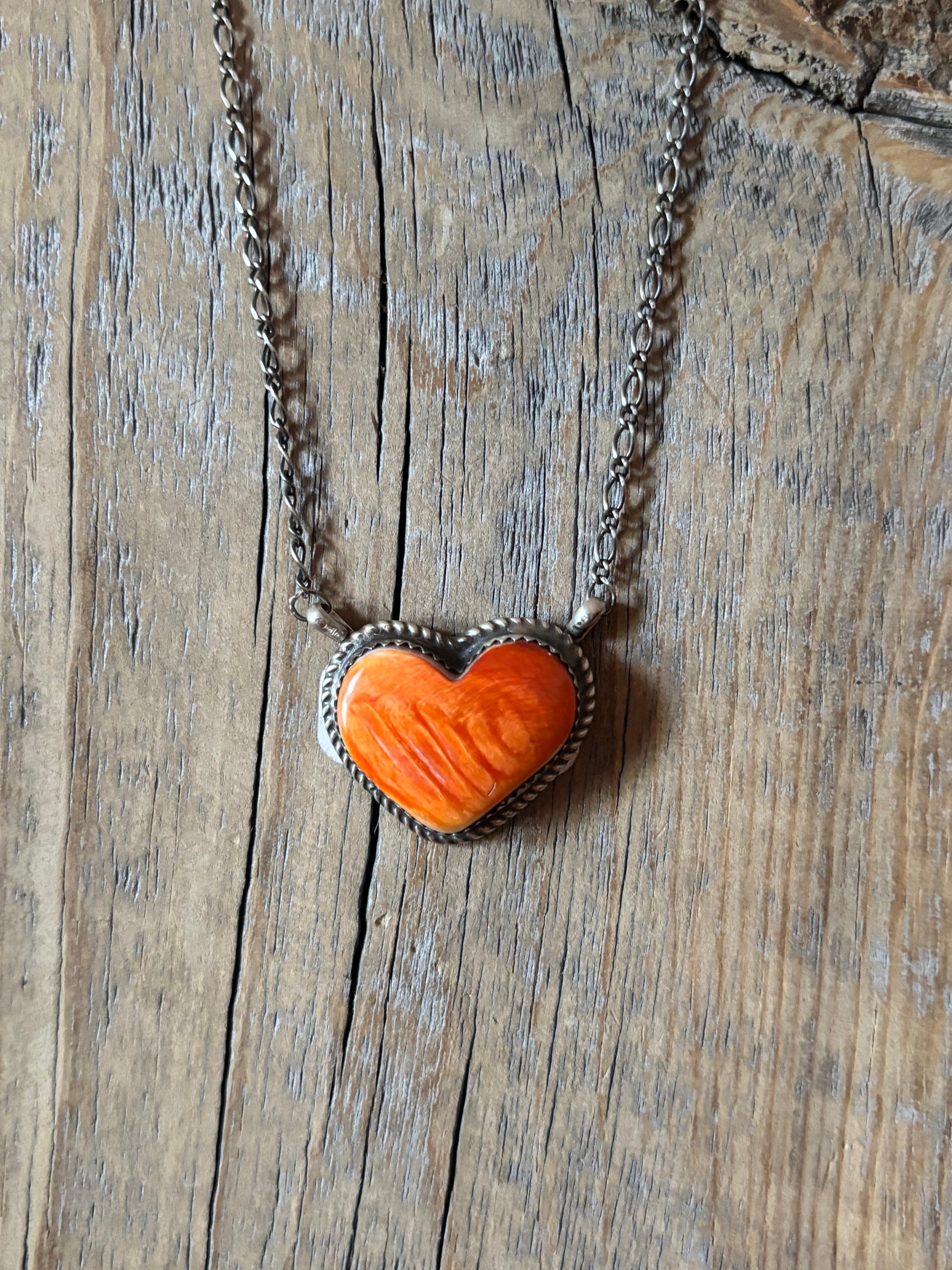 Donovan Nez Orange Spiny Heart Necklace