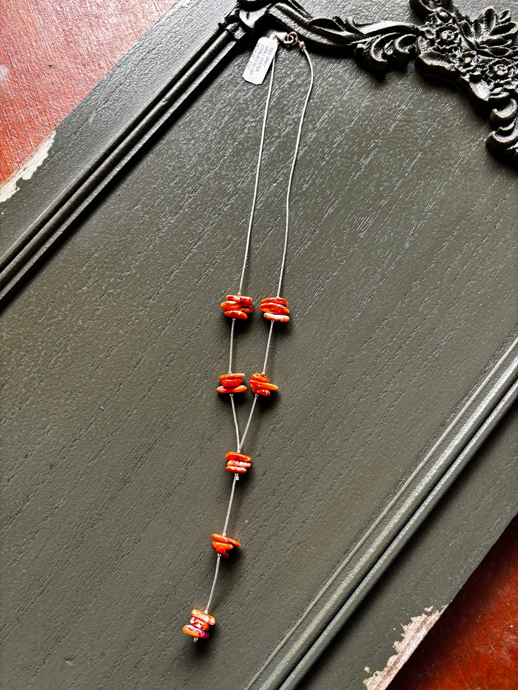 The Liquid Silver Lariat - Orange Spiny