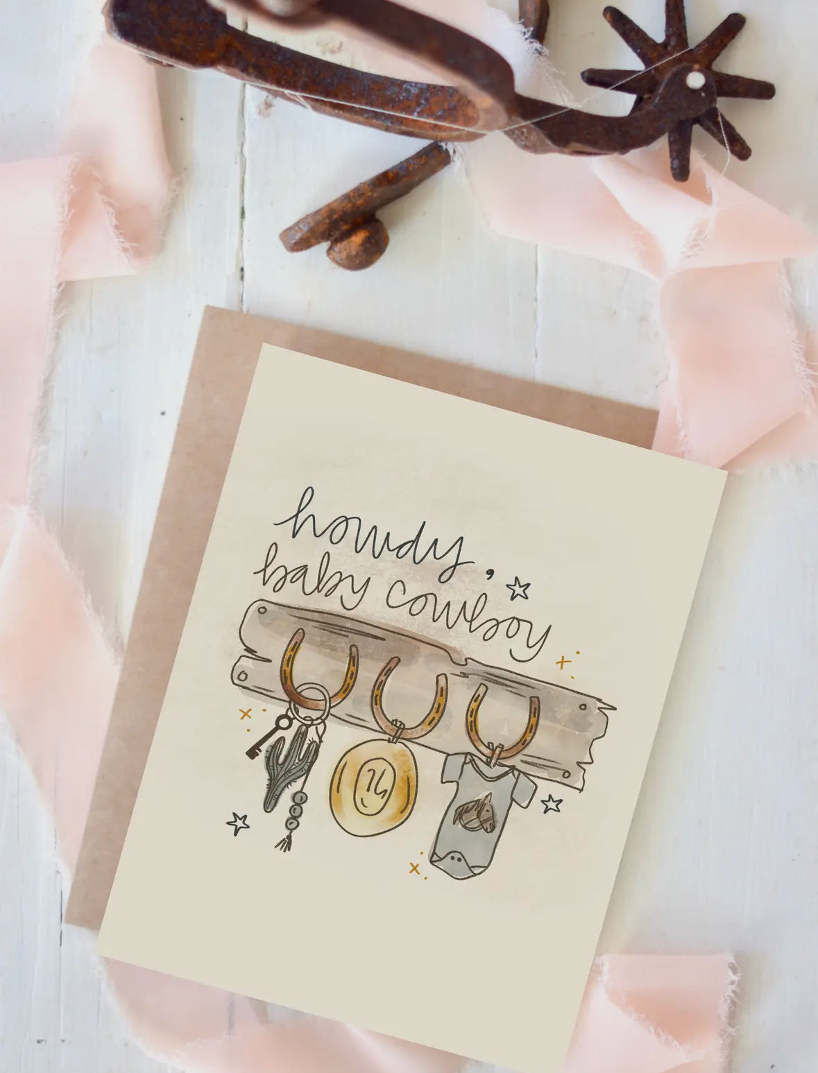 Howdy Baby Cowboy Baby Shower Blank Card
