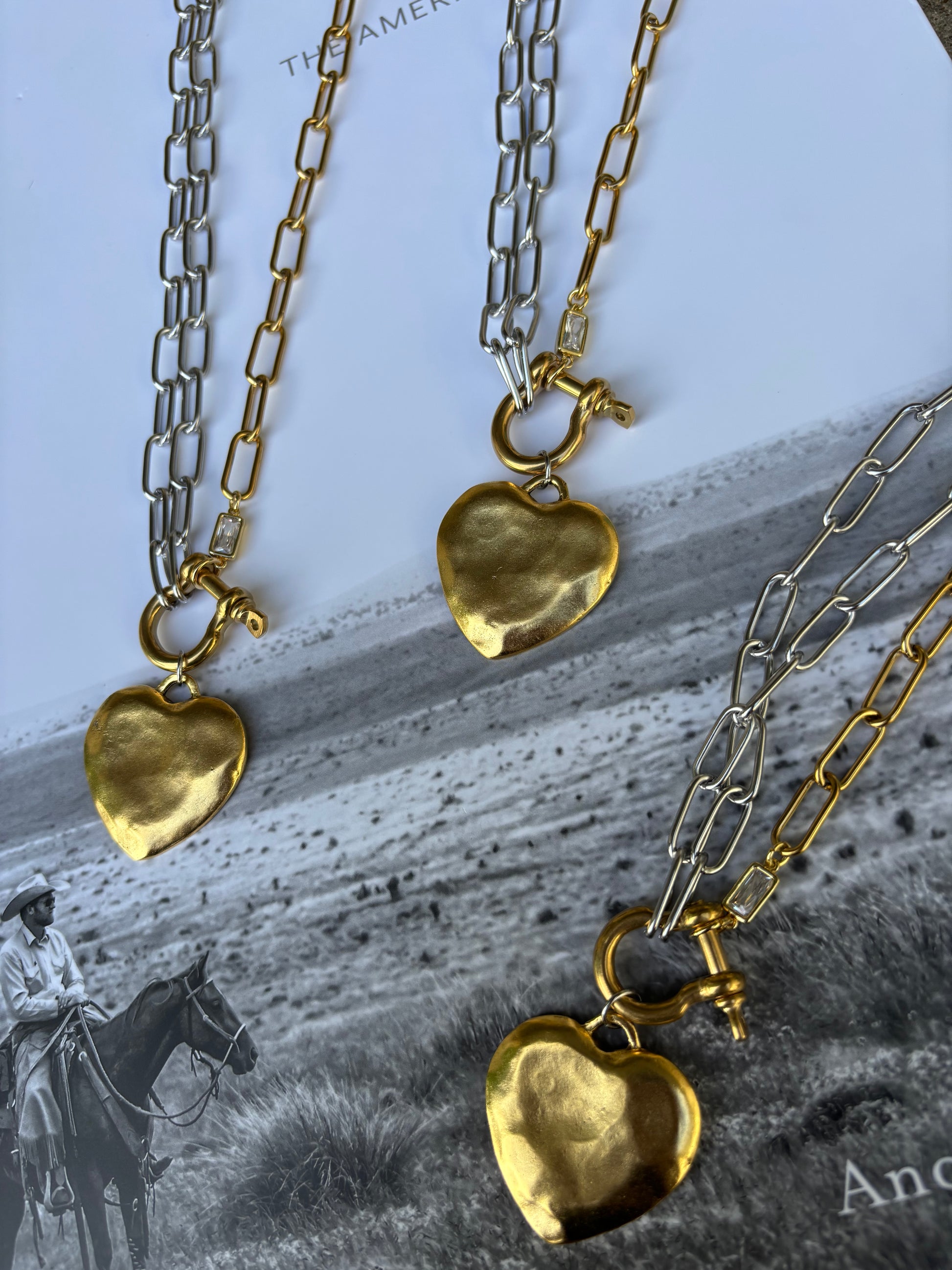 Mixed Metal Heart Necklace