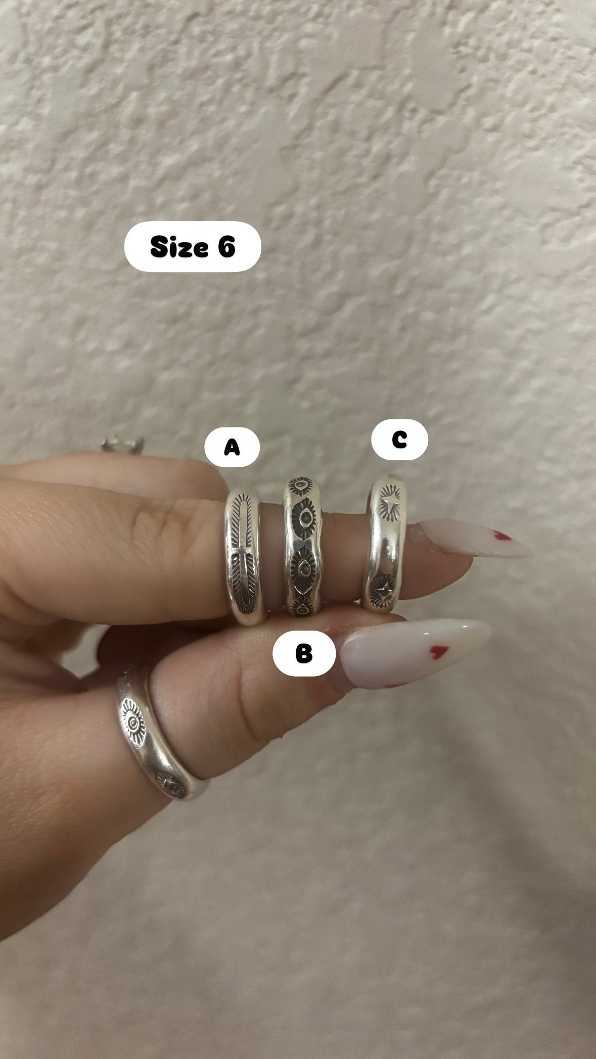 Stamped Stacker Rings Size 6