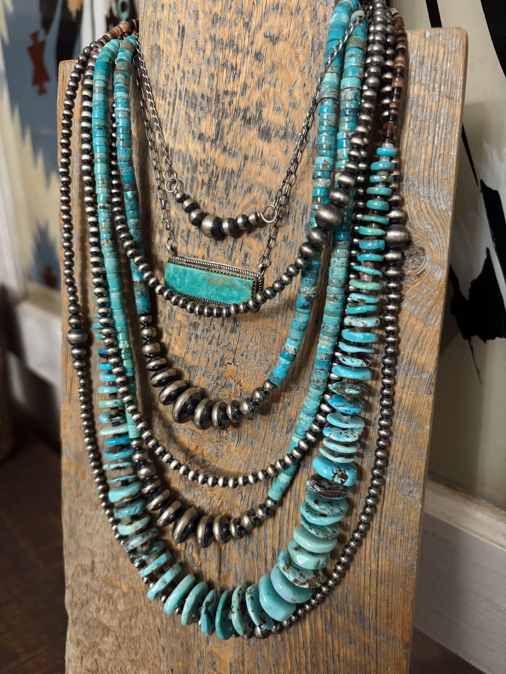 Turquoise Heishi + Rondelle Pearl Necklace