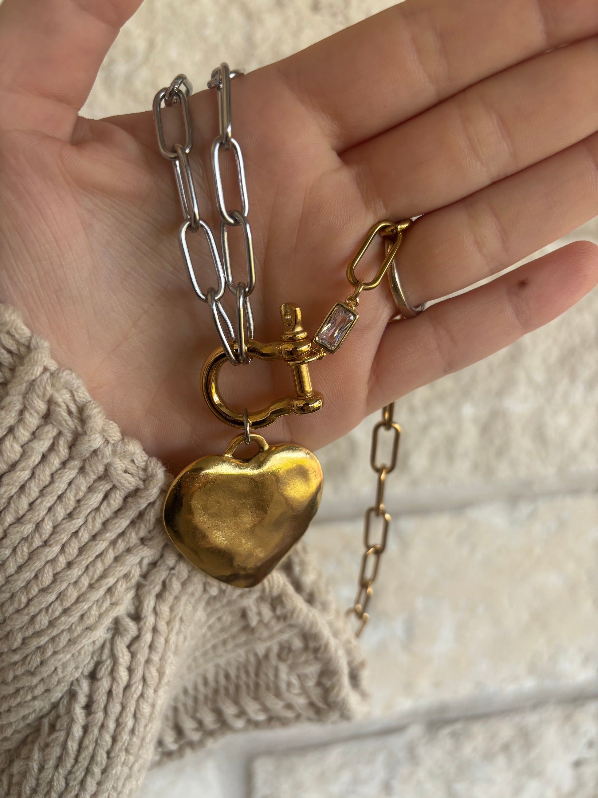 Mixed Metal Heart Necklace