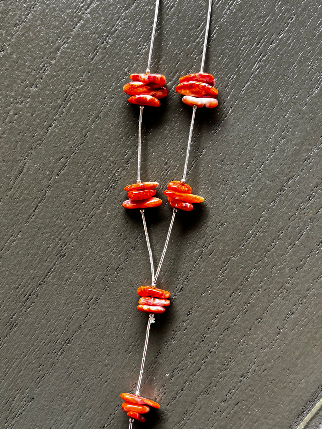 The Liquid Silver Lariat - Orange Spiny