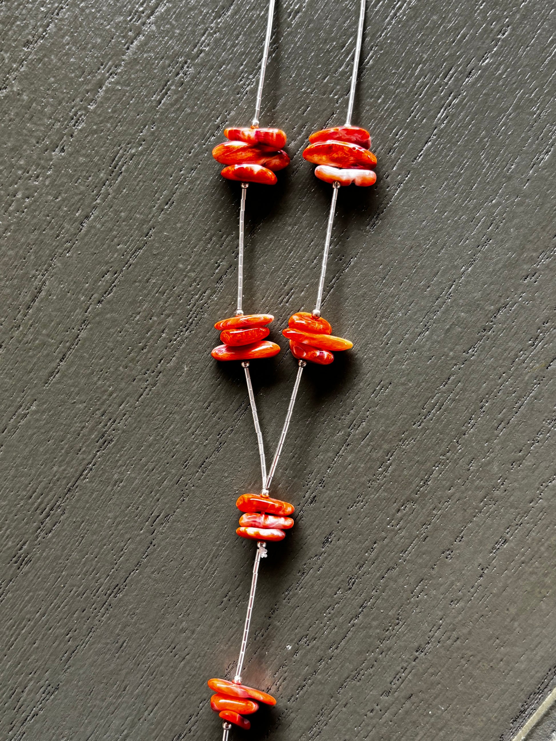 The Liquid Silver Lariat - Orange Spiny