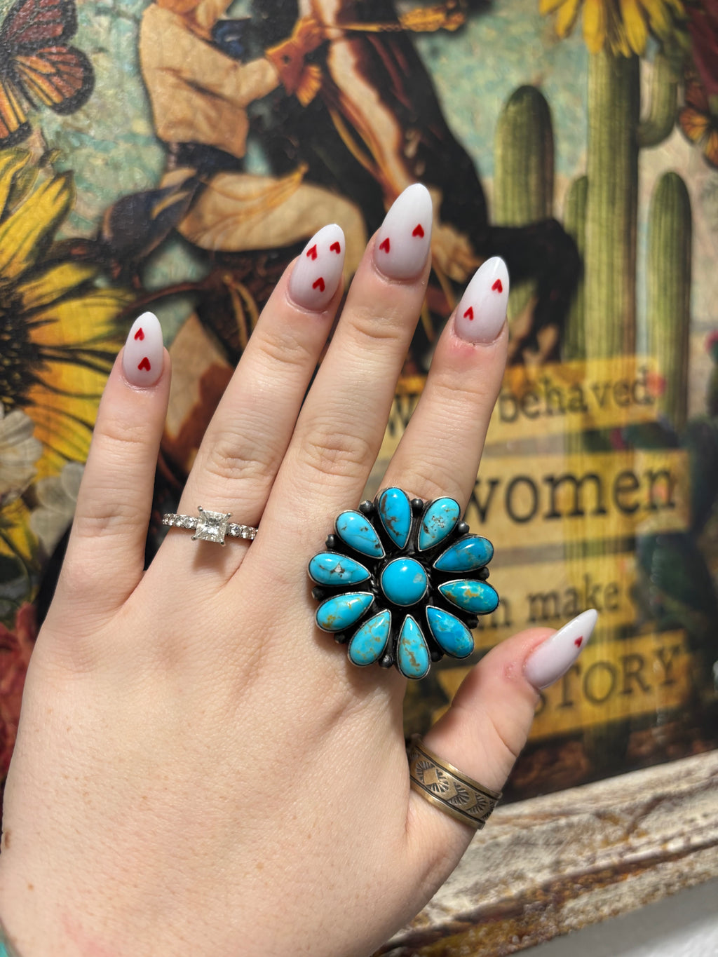 Annie Spencer Adjustable Kingman Cluster Ring