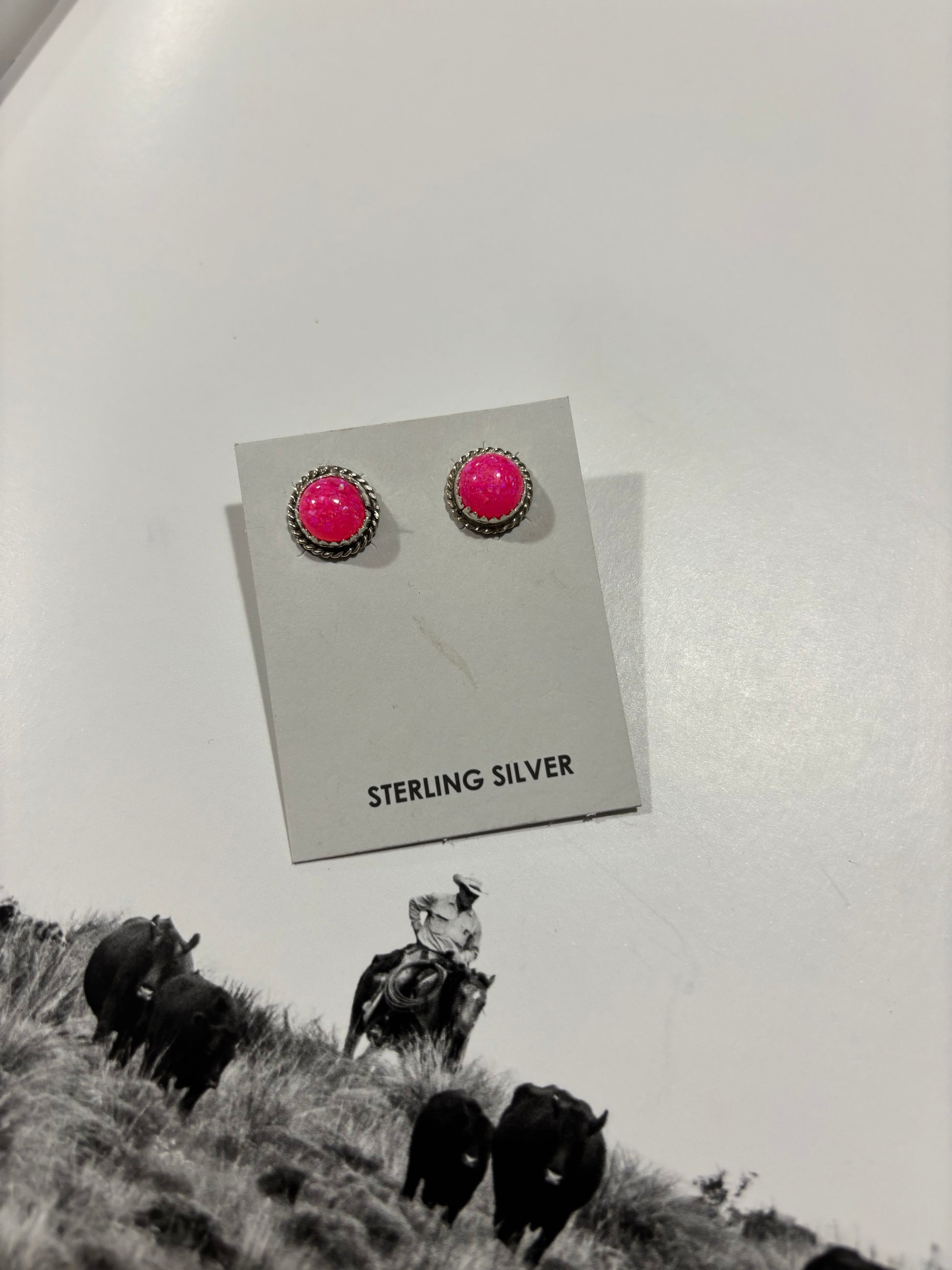 Esther White Pink Opal Studs