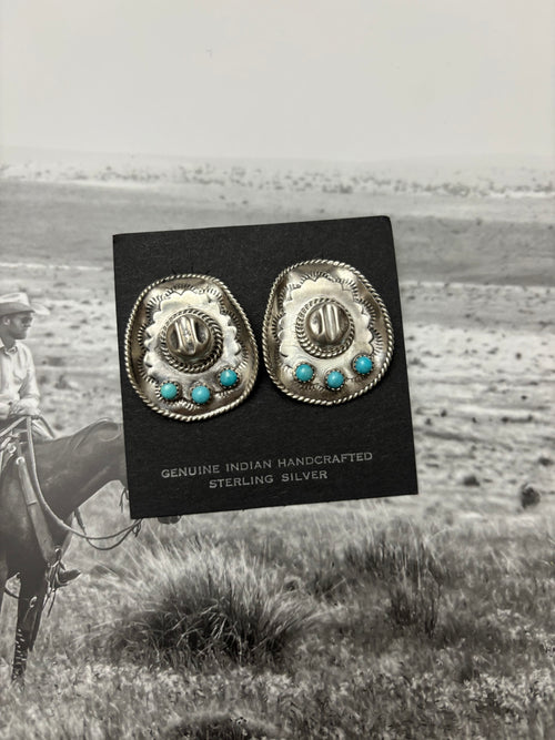 Bobby Platero Cowboy Hat Earrings