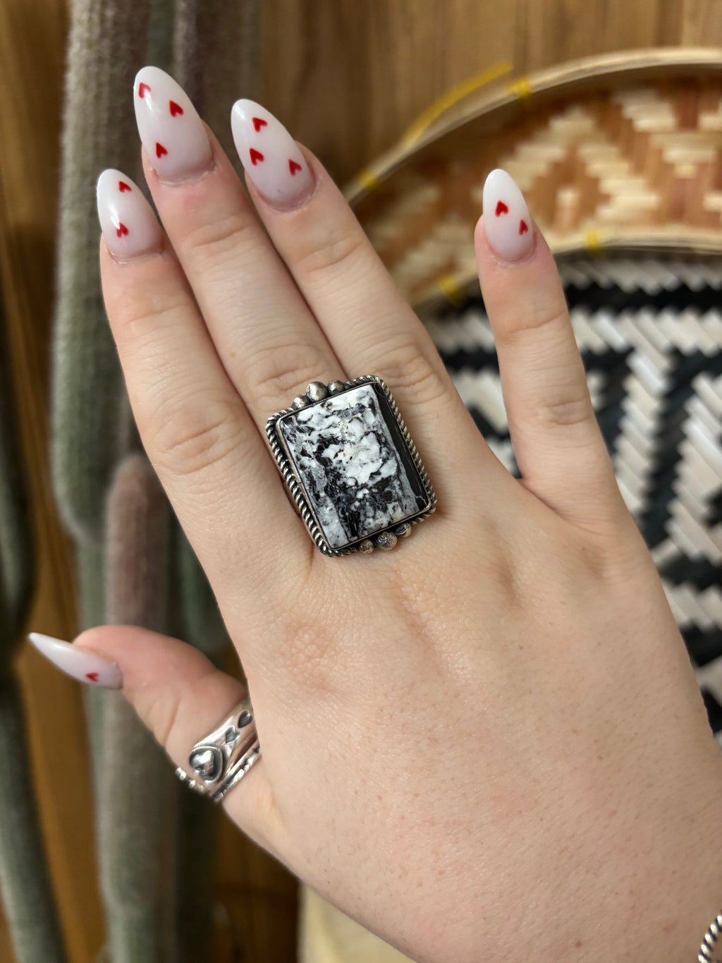 Scott Skeets Adjustable White Buffalo Ring