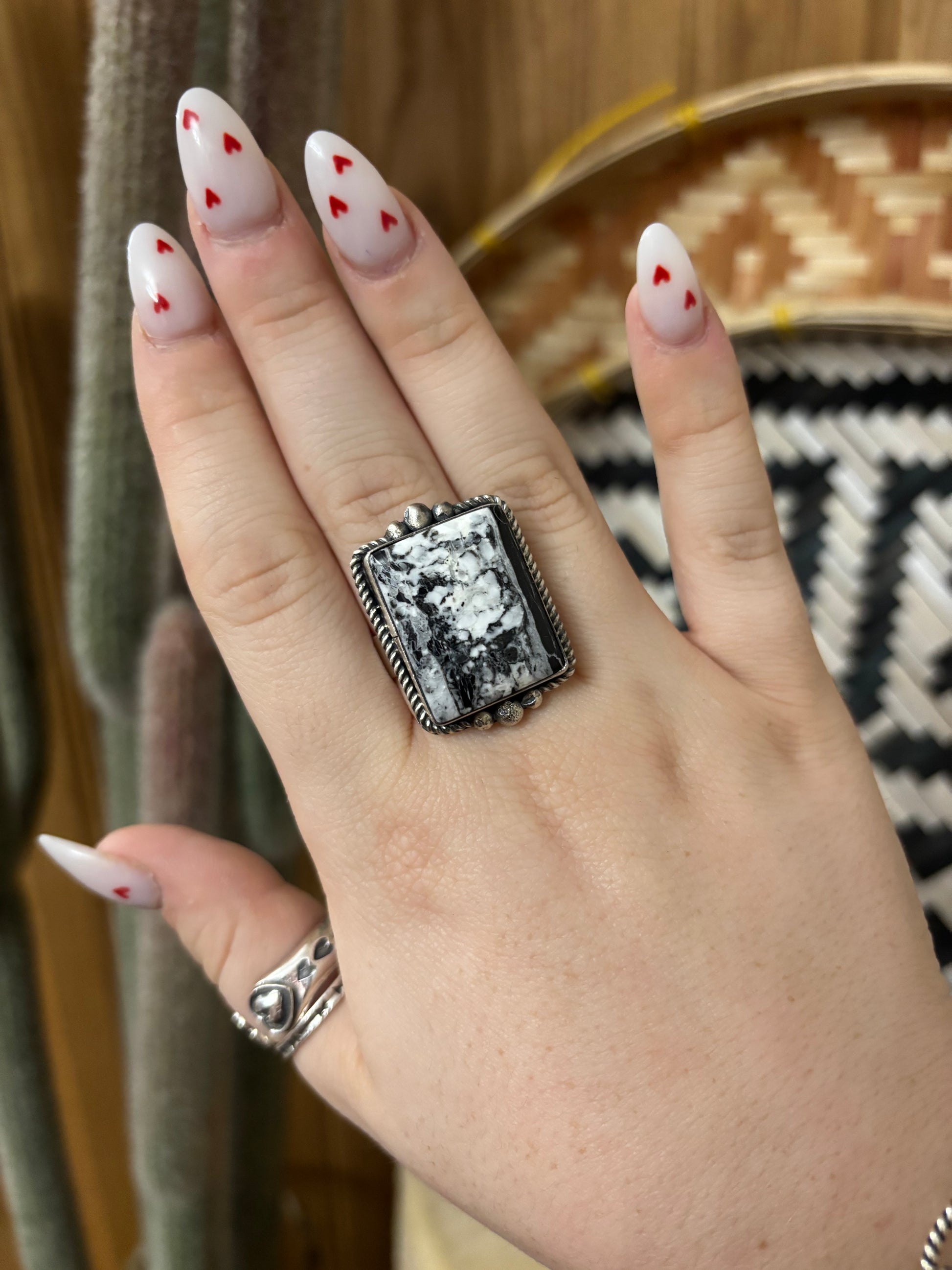Scott Skeets Adjustable White Buffalo Ring