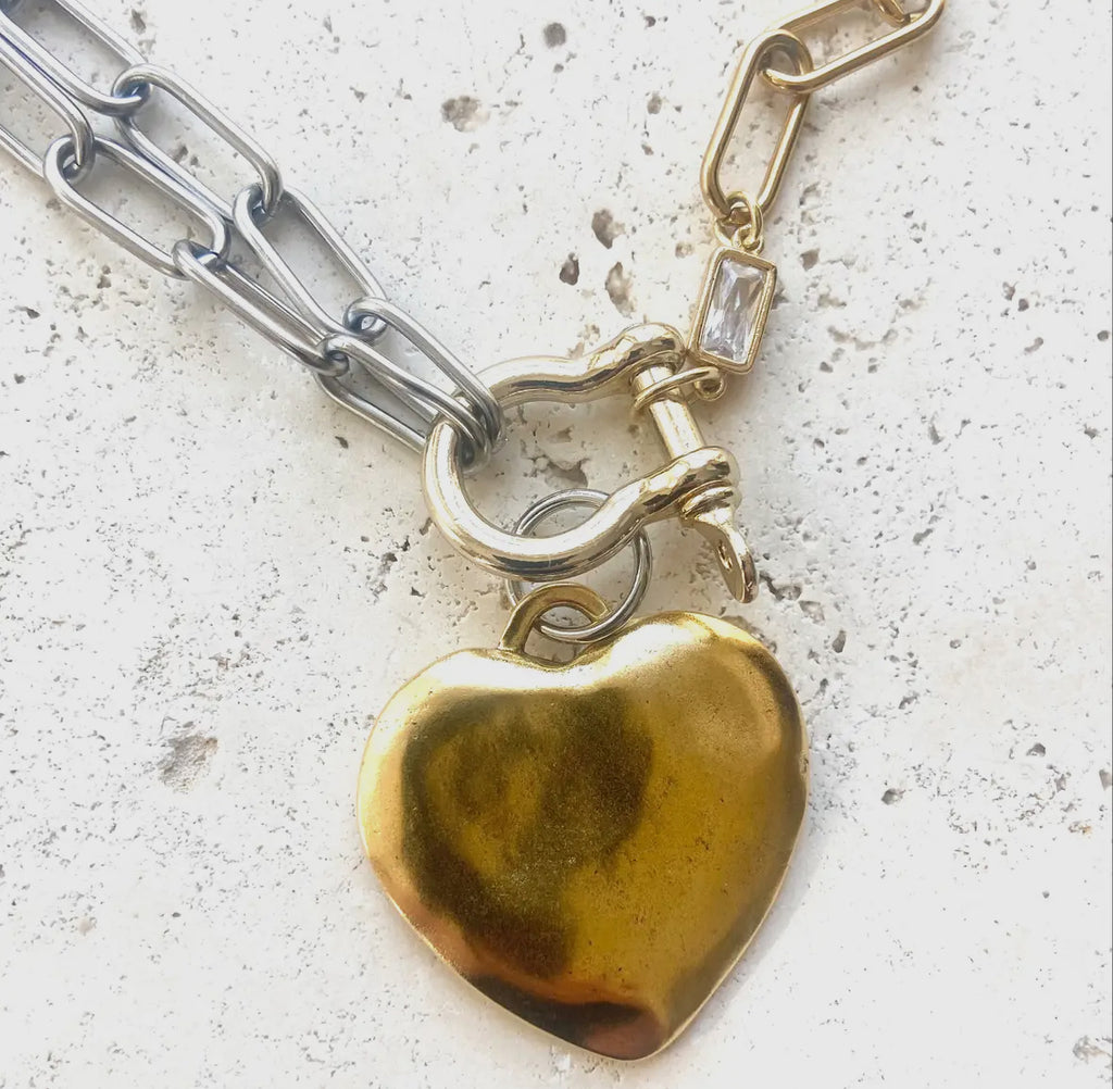 Mixed Metal Heart Necklace