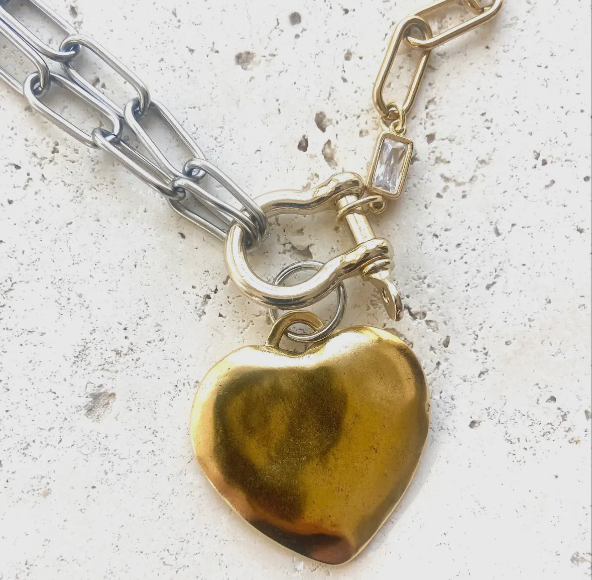 Mixed Metal Heart Necklace