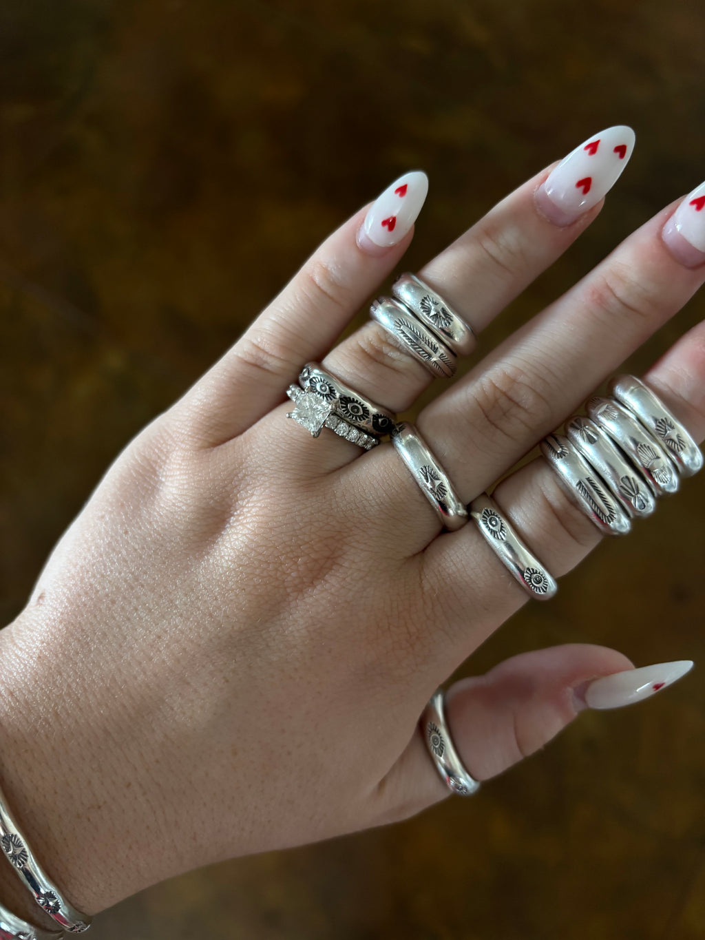 Stamped Stacker Rings Size 6