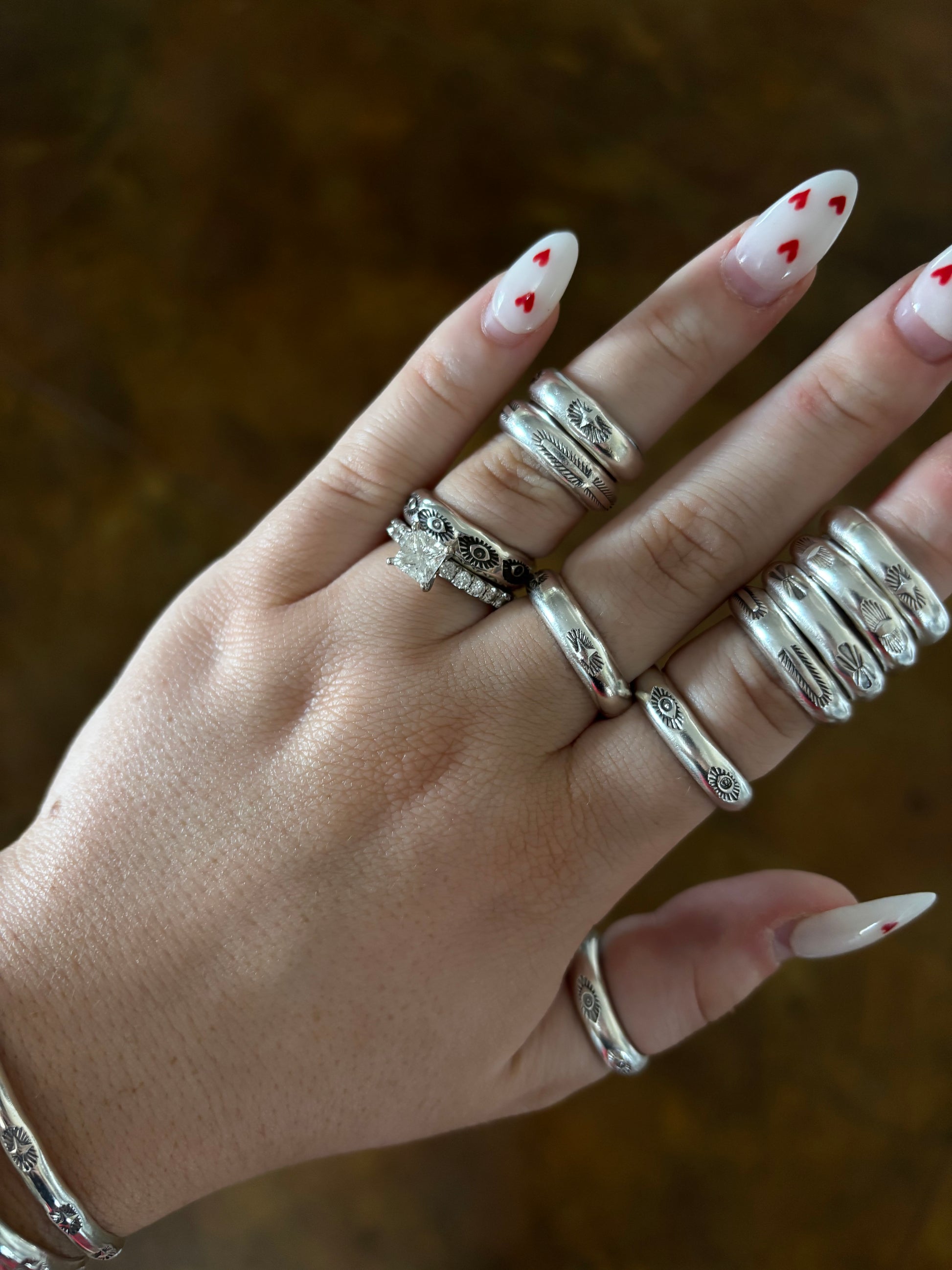 Stamped Stacker Rings Size 6