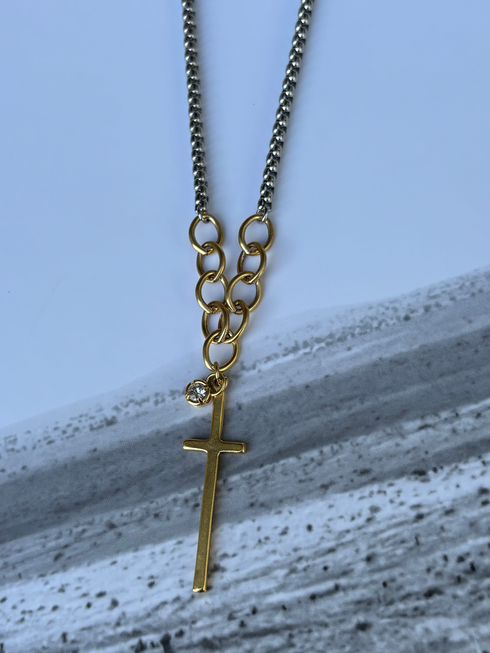 The Mixed Metal Cross Necklace