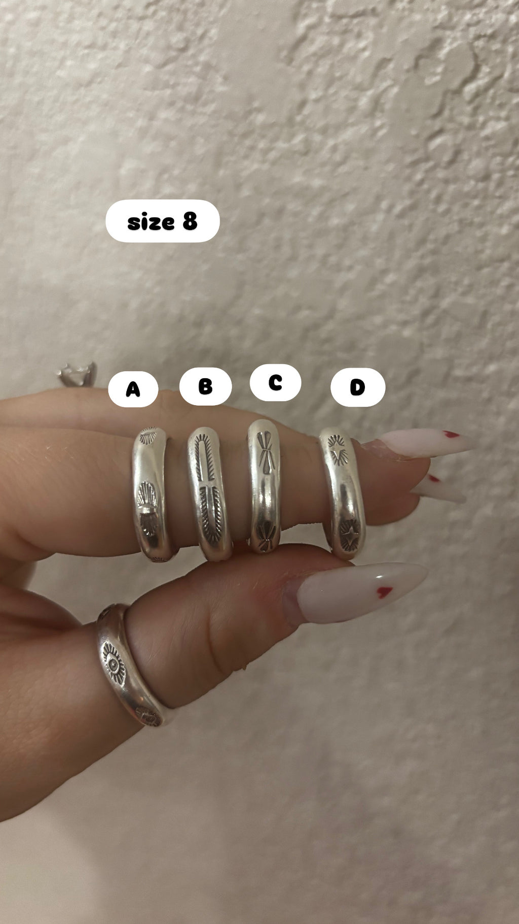 Stamped Stacker Rings Size 8