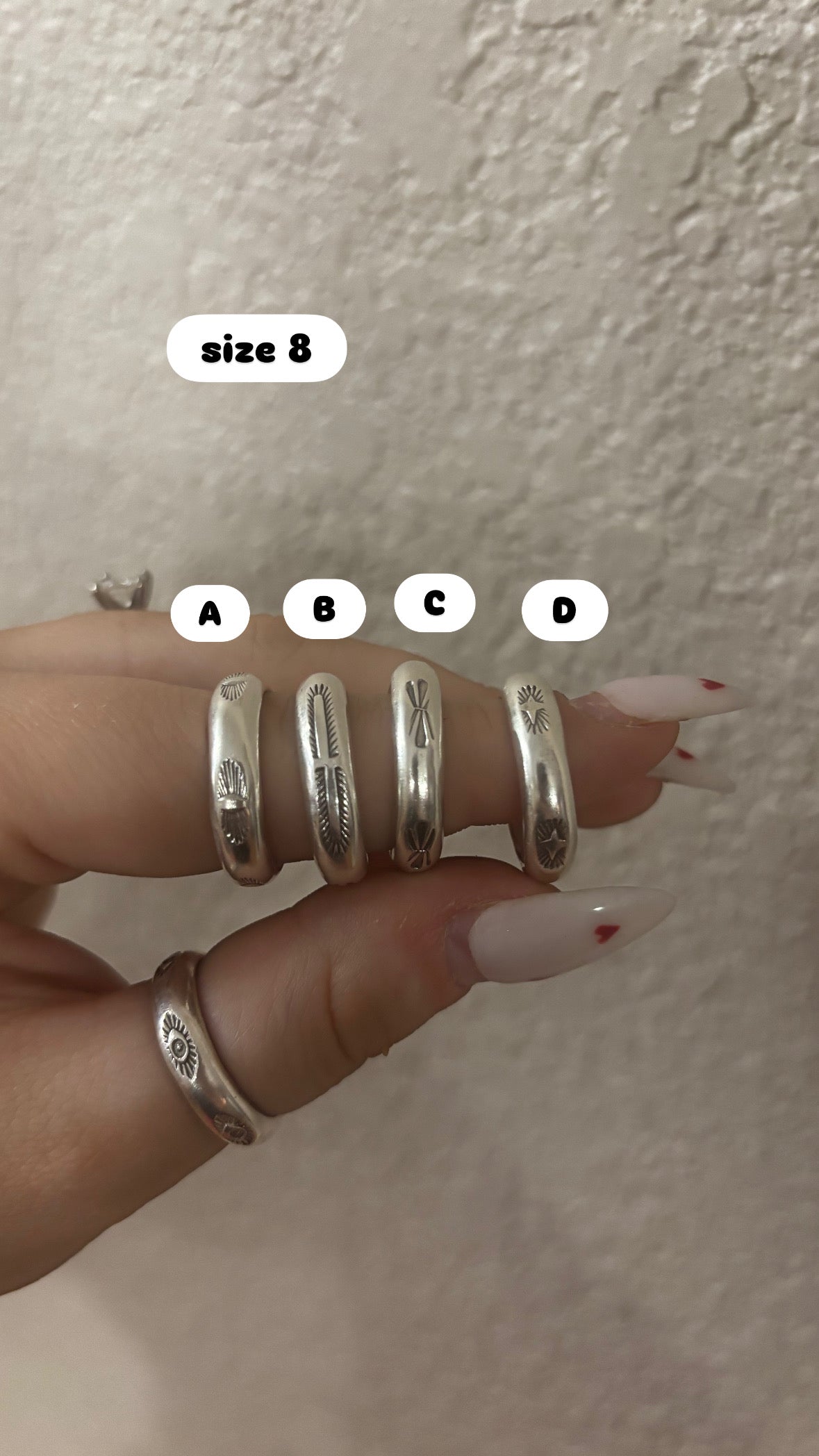 Stamped Stacker Rings Size 8