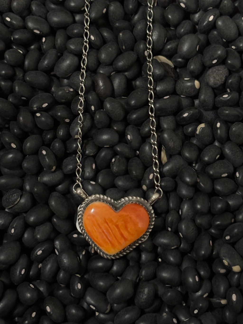 Donovan Nez Orange Spiny Heart Necklace