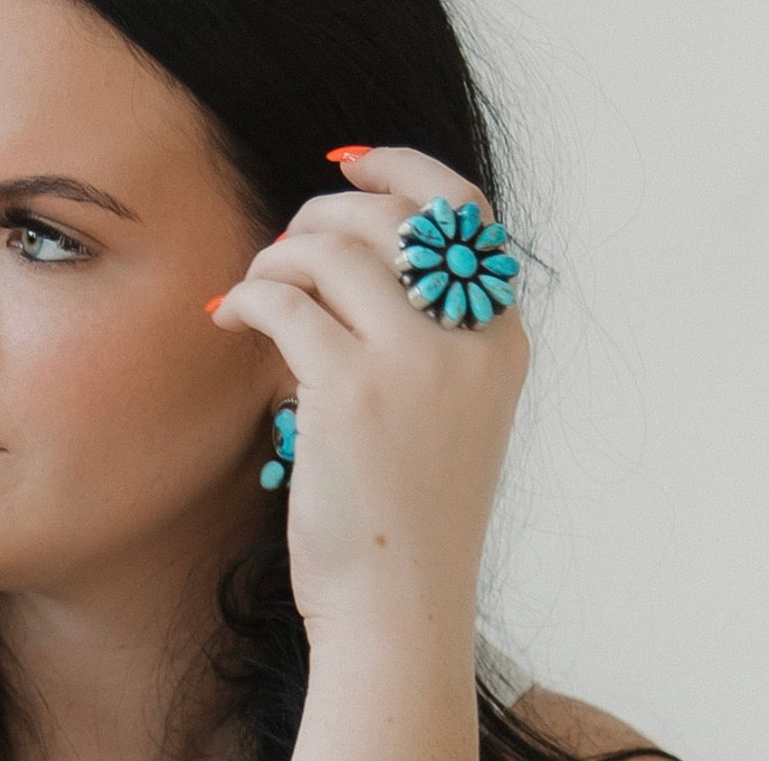 Annie Spencer Adjustable Kingman Cluster Ring
