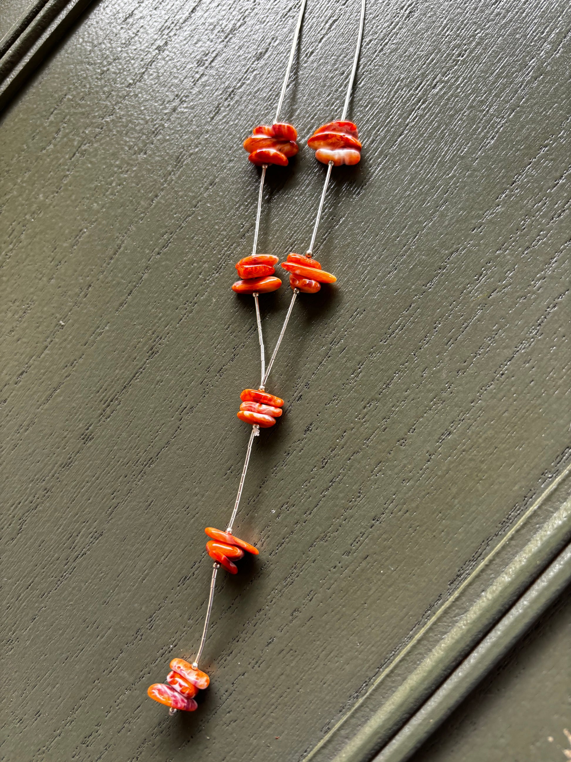 The Liquid Silver Lariat - Orange Spiny