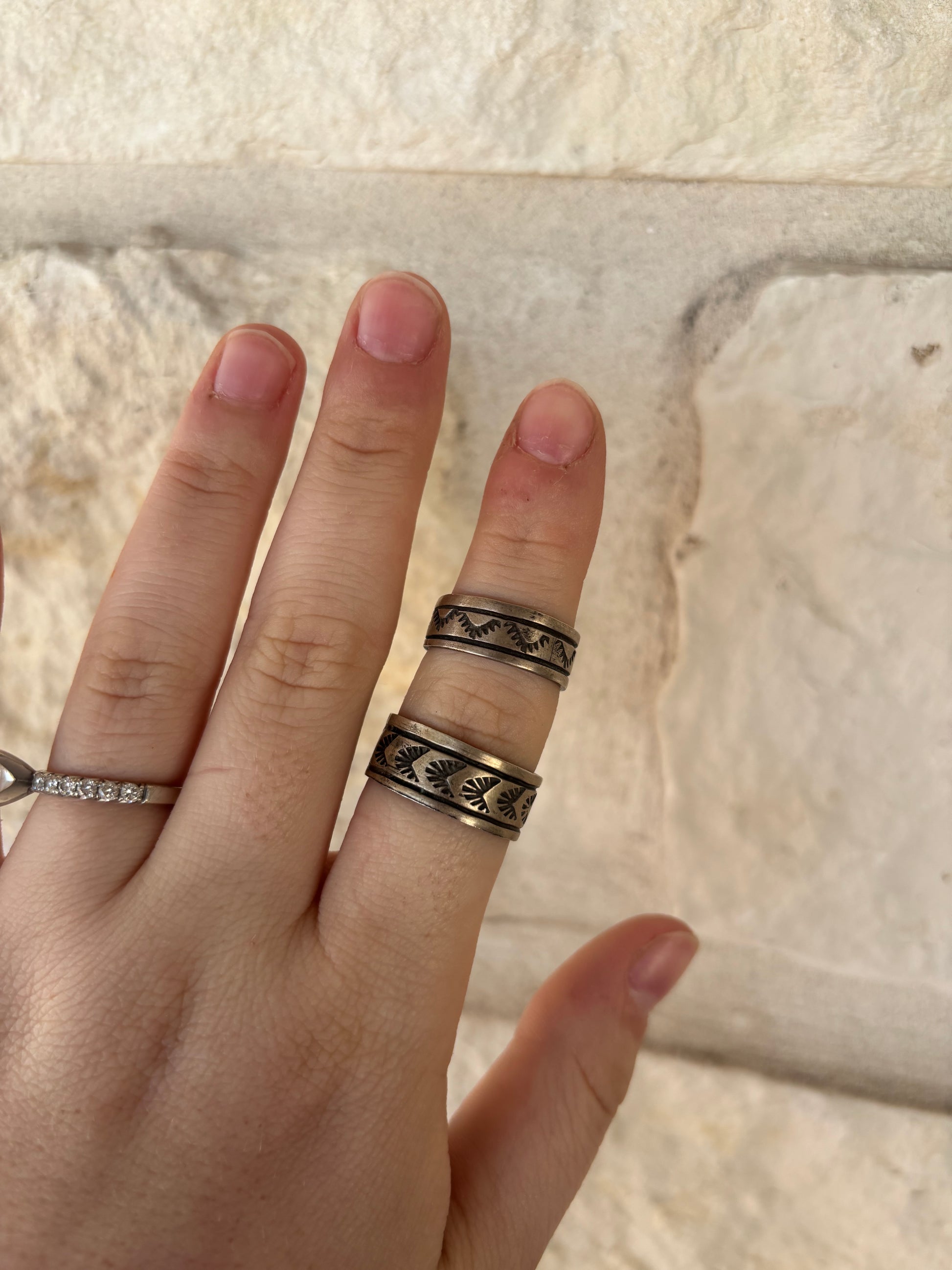 Stamped Band Rings size 7 & 10