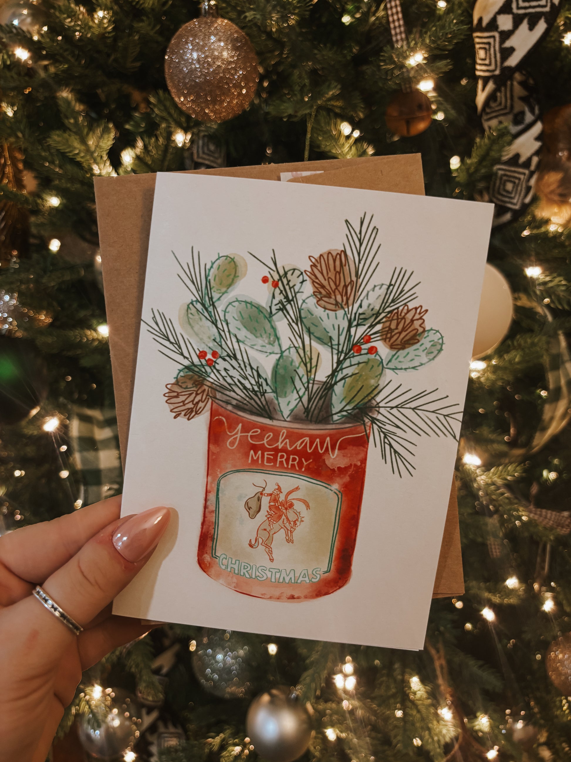 Cactus Christmas Bouquet Western Card