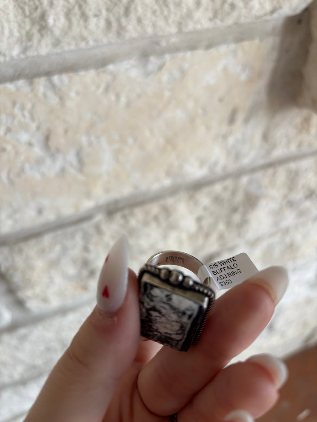 Scott Skeets Adjustable White Buffalo Ring