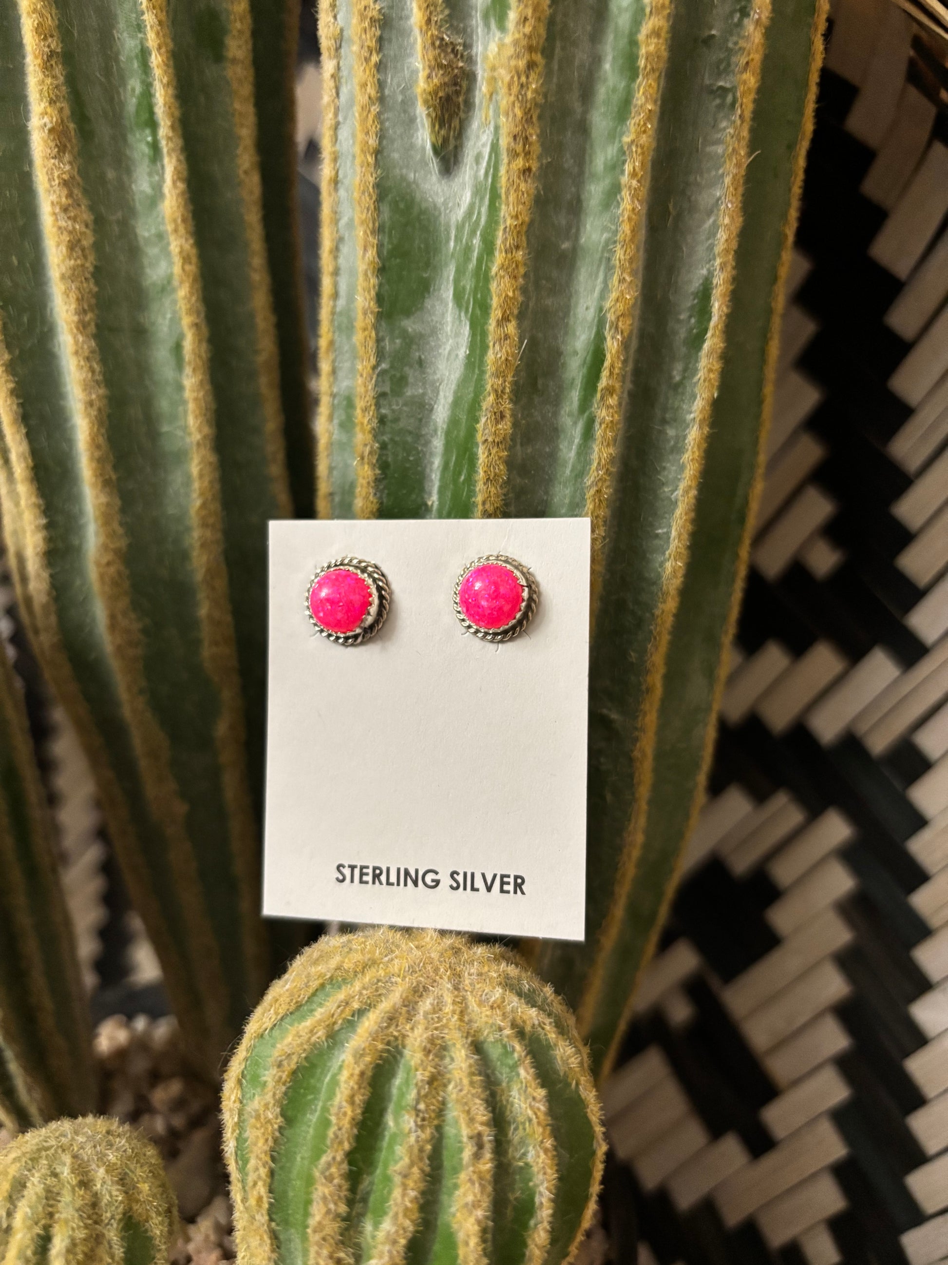Esther White Pink Opal Studs