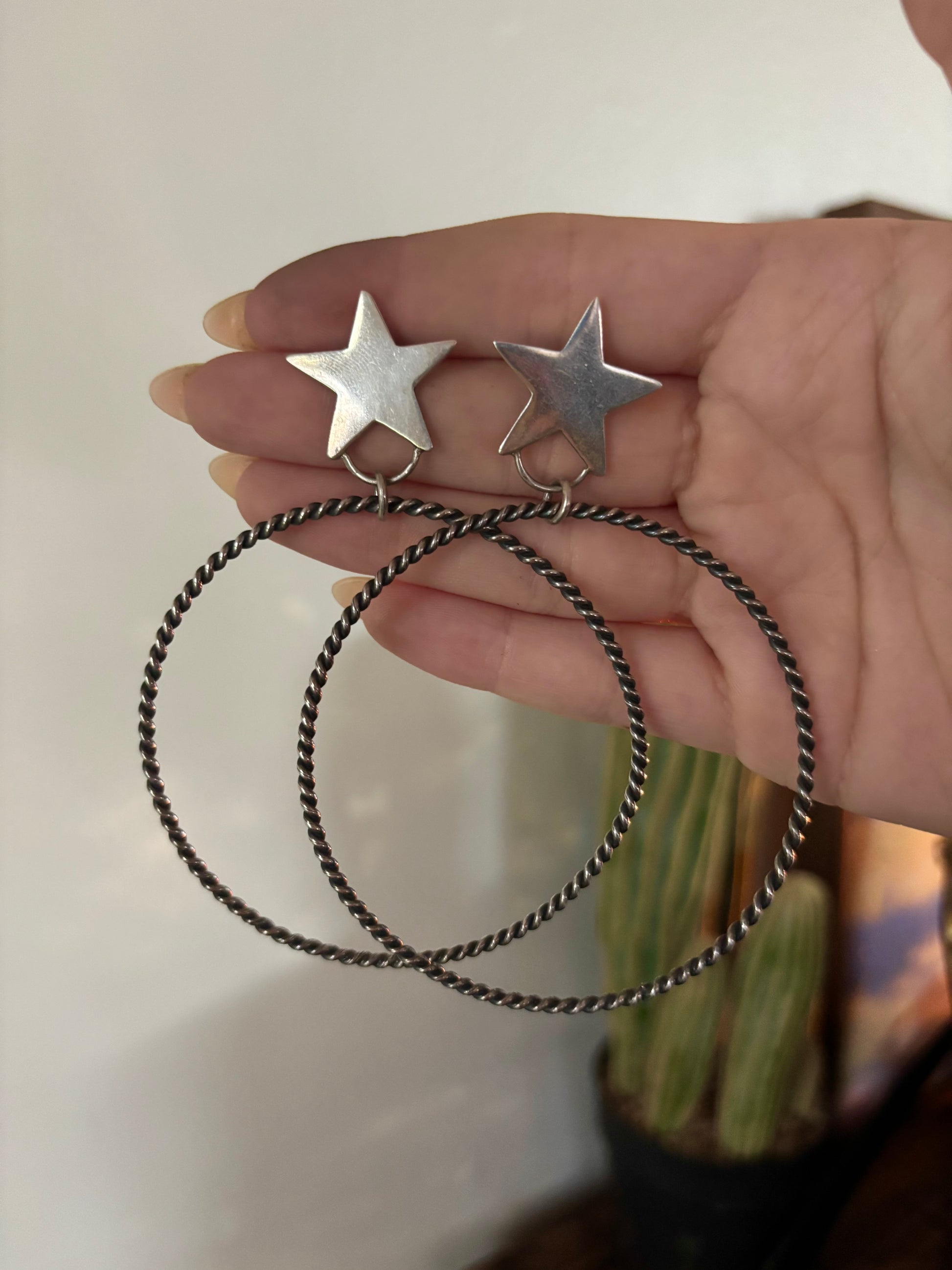 Sterling Star Hoops