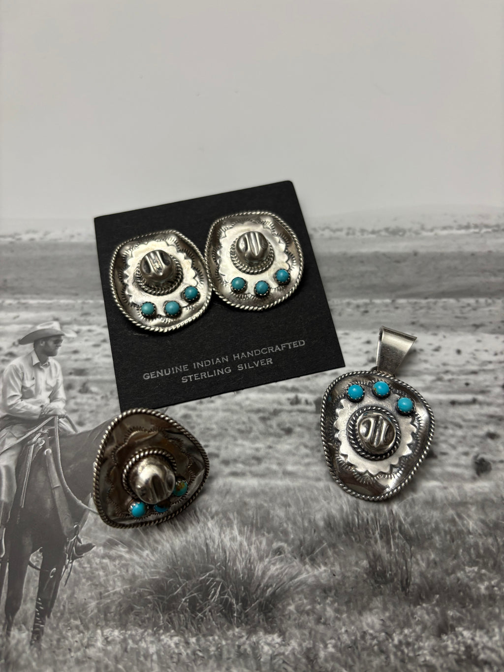 Bobby Platero Cowboy Hat Earrings