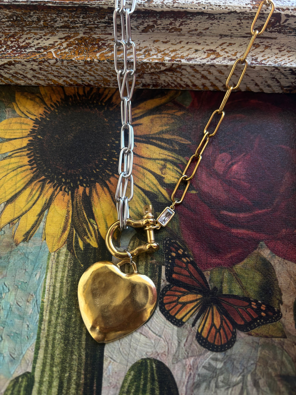 Mixed Metal Heart Necklace