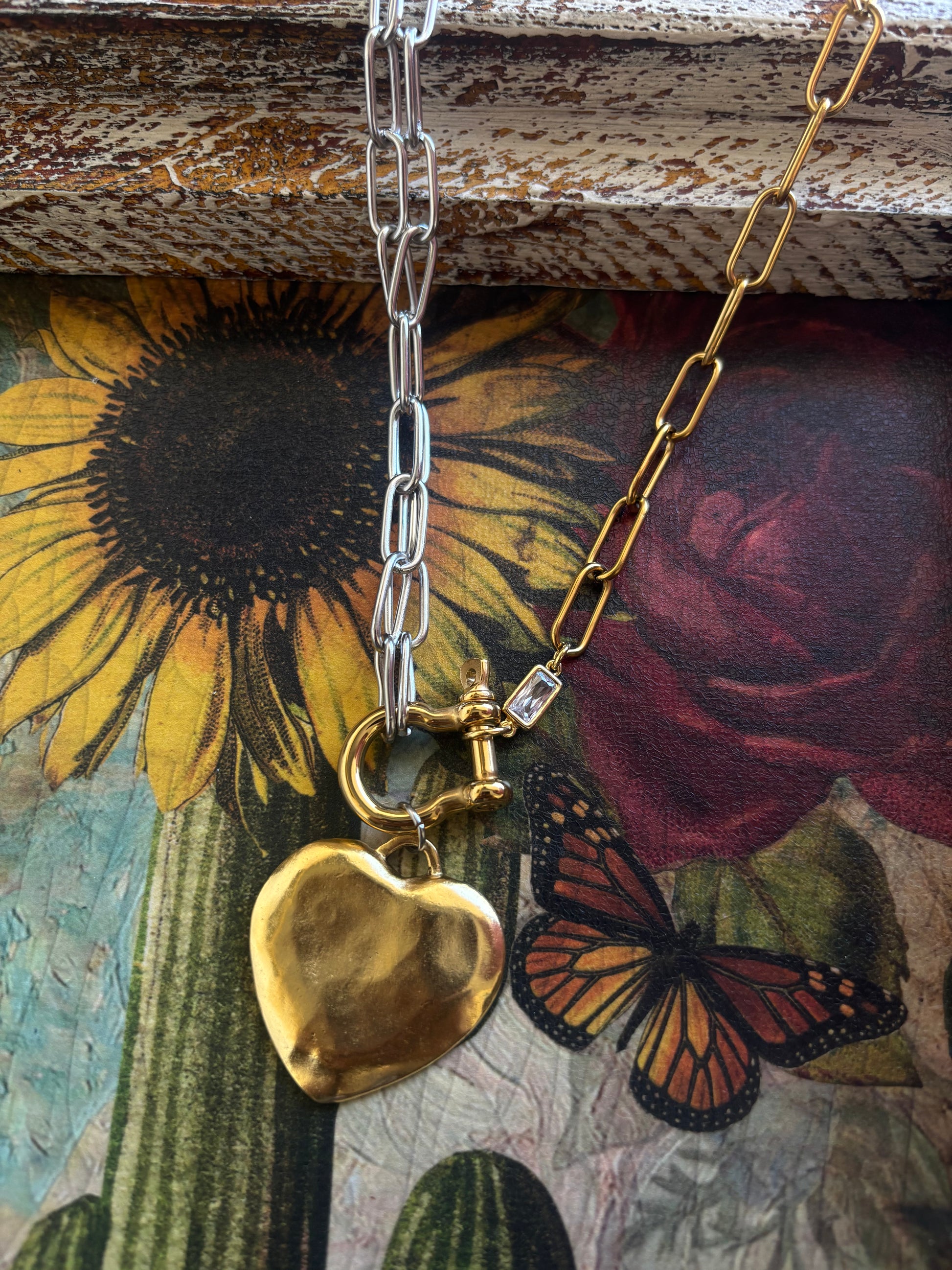 Mixed Metal Heart Necklace